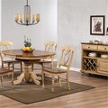 Sunset Trading Sunset Trading 5 Piece Brook Round or Oval Butterfly Leaf Dining Set with Napoleon Chairs DLU-BR4260-C50-PW5PC